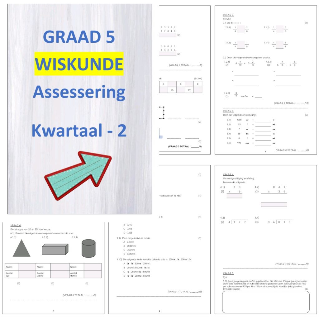 Wiskunde Graad 5 Halfjaar Eksamen Vraestel 2 • Teacha!