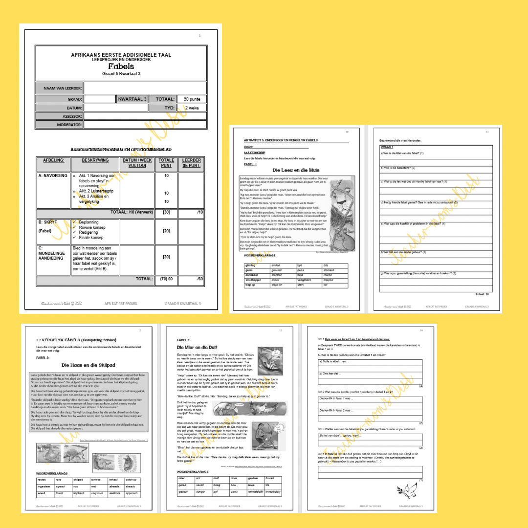 Afrikaans Eat Leesprojek Gr 5 Kw 3 Fabels • Teacha