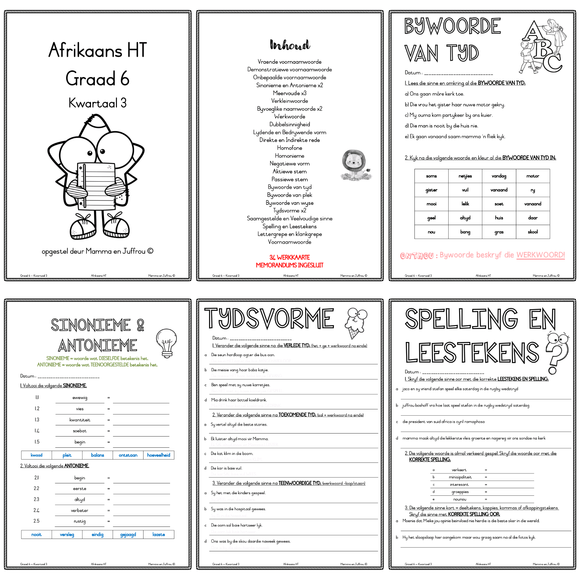graad 6 afrikaans ht kwartaal 3 werkkaarte teacha