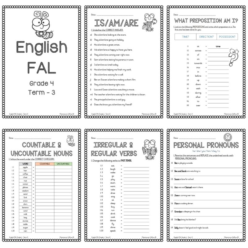 Grade 4 English Fal Term 3 Worksheets • Teacha 7123