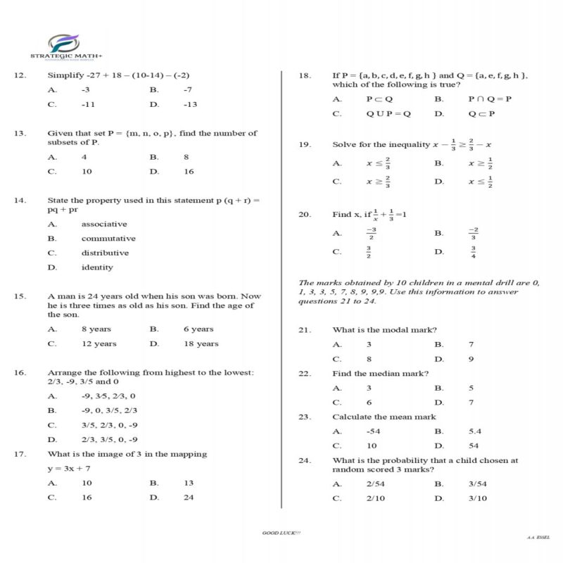 100 Multiple Choice Mathematics Questions • Teacha!