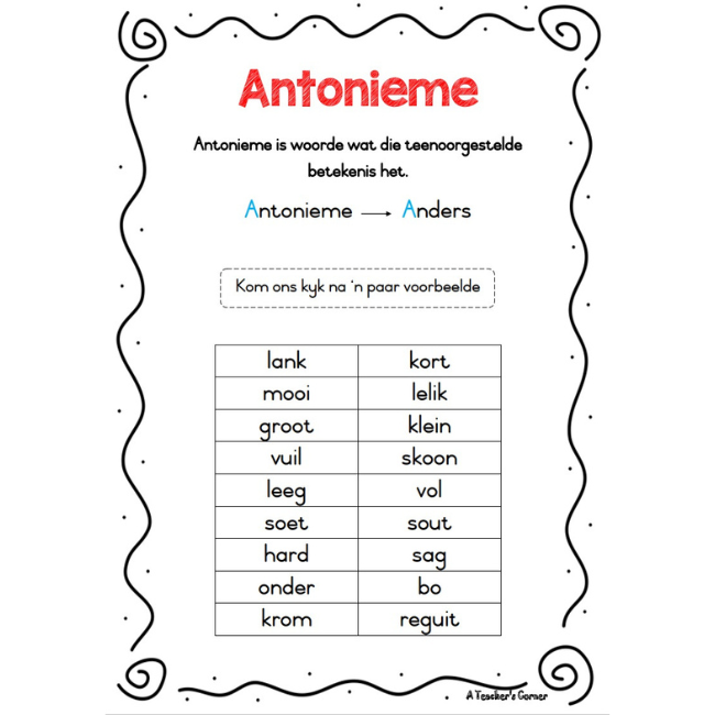 Antonieme en sinonieme • Teacha!