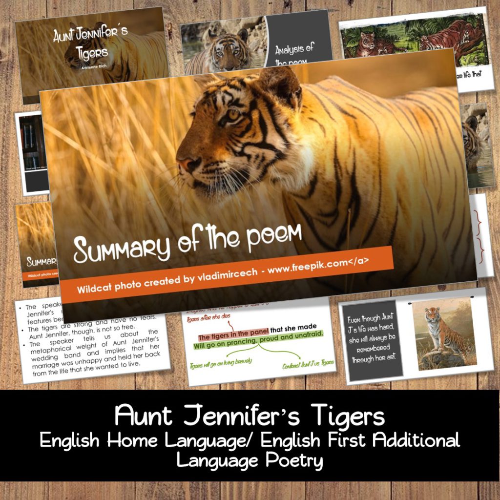 poetry essay on aunt jennifer's tigers