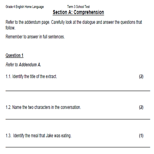 grade 4 english home language term 3 test