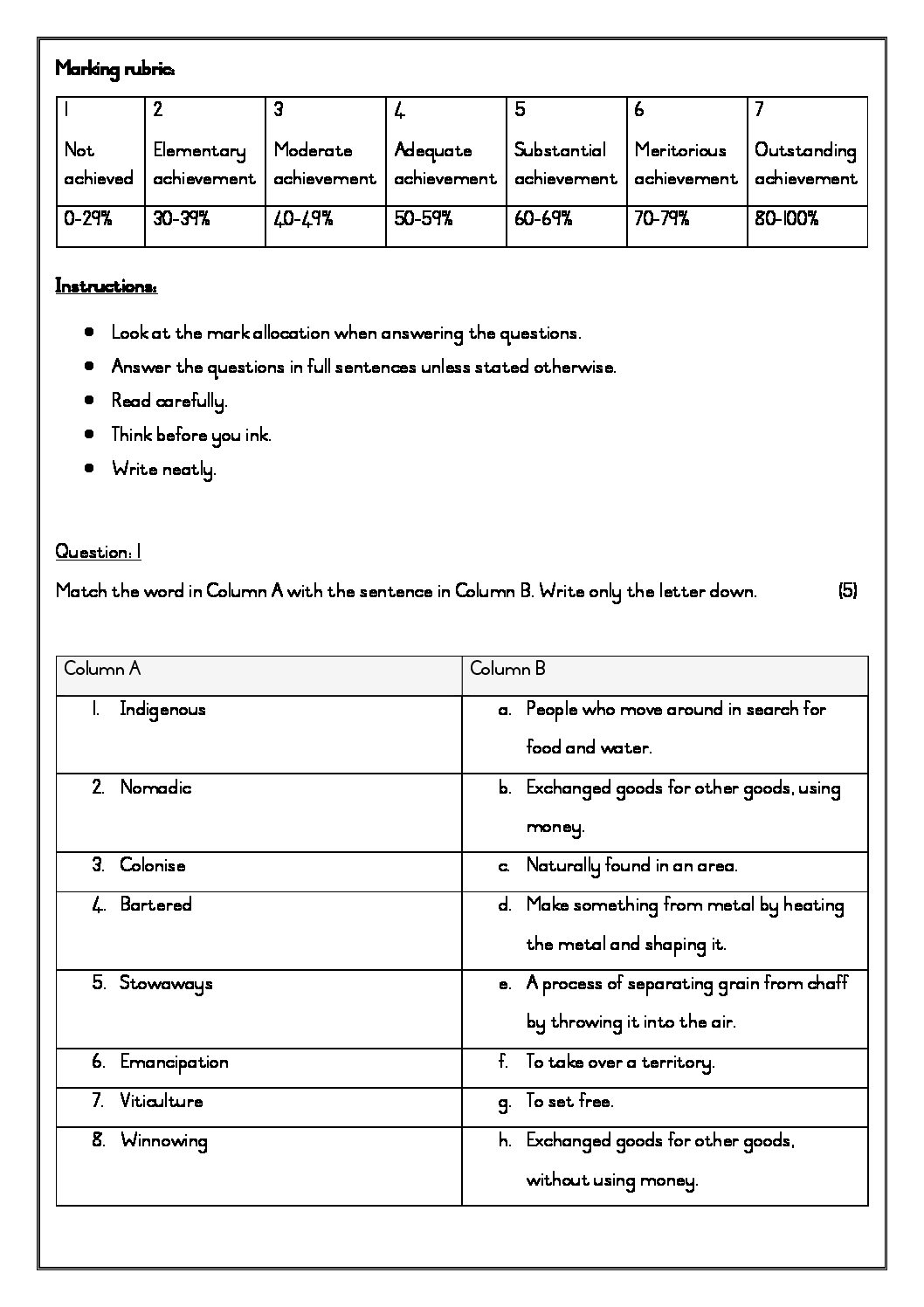 creative writing project term 3 grade 7