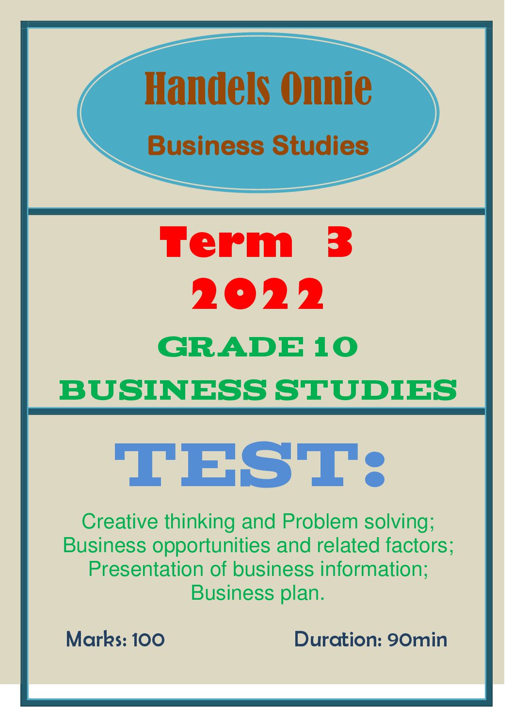 business studies grade 10 business plan notes term 3