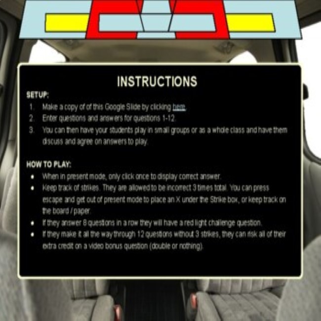 Question review editable car game template for PowerPoint-Review any  subject