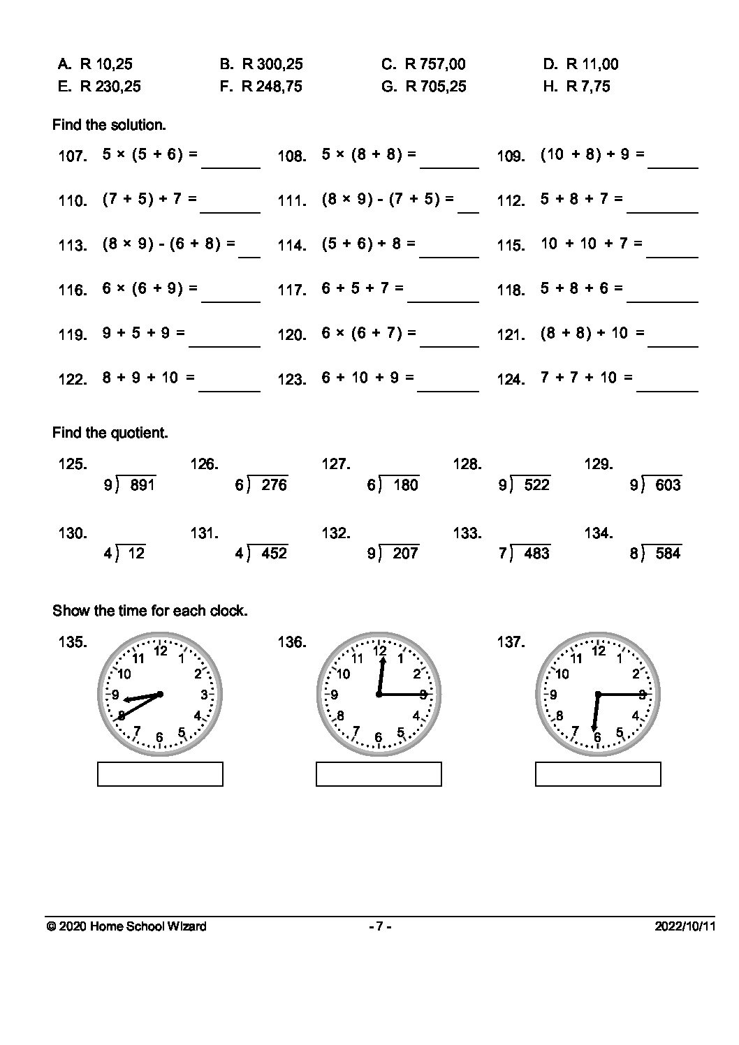 Maths Grade 5 Worksheets South Africa Worksheets For Kindergarten
