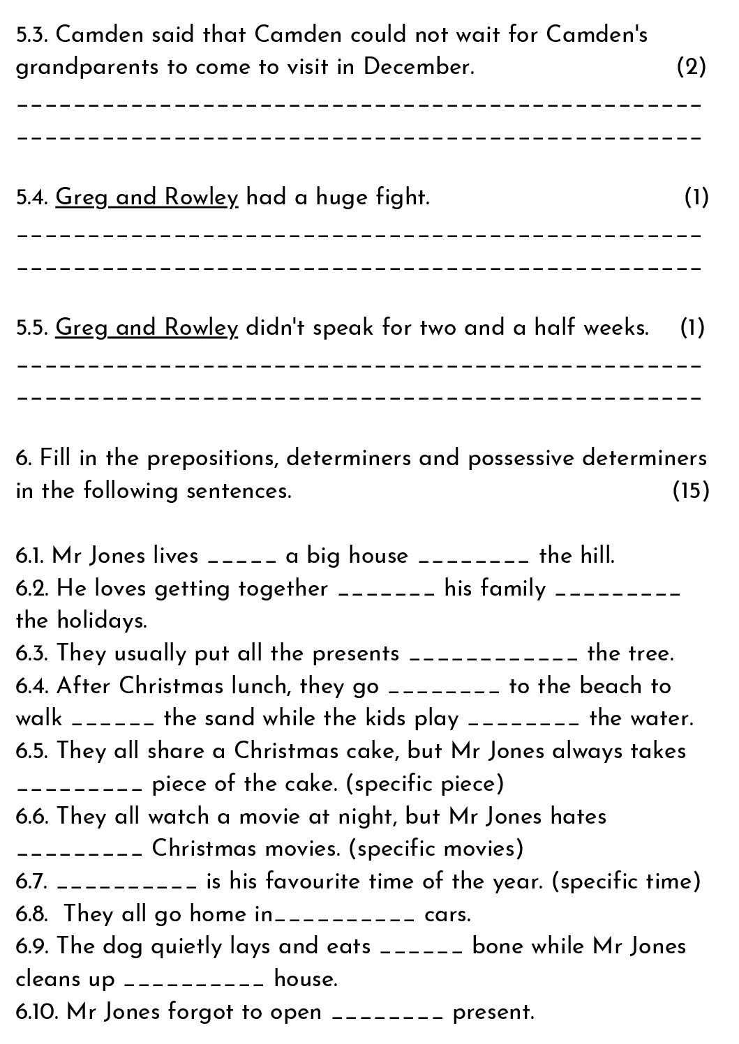 Grade 5 English Yearly Revision Assignment 20 6 Pdf 