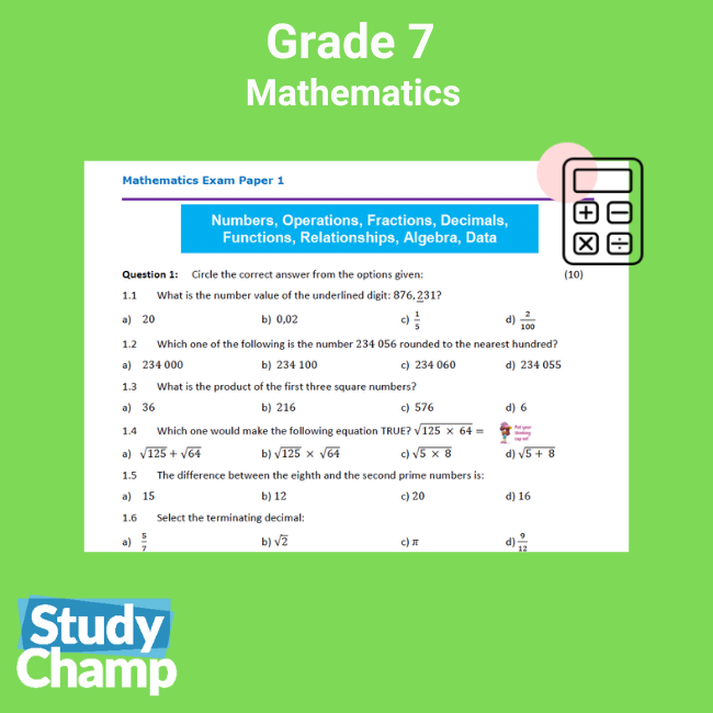 Grade 7 Mathematics tests Term 2 • Teacha!