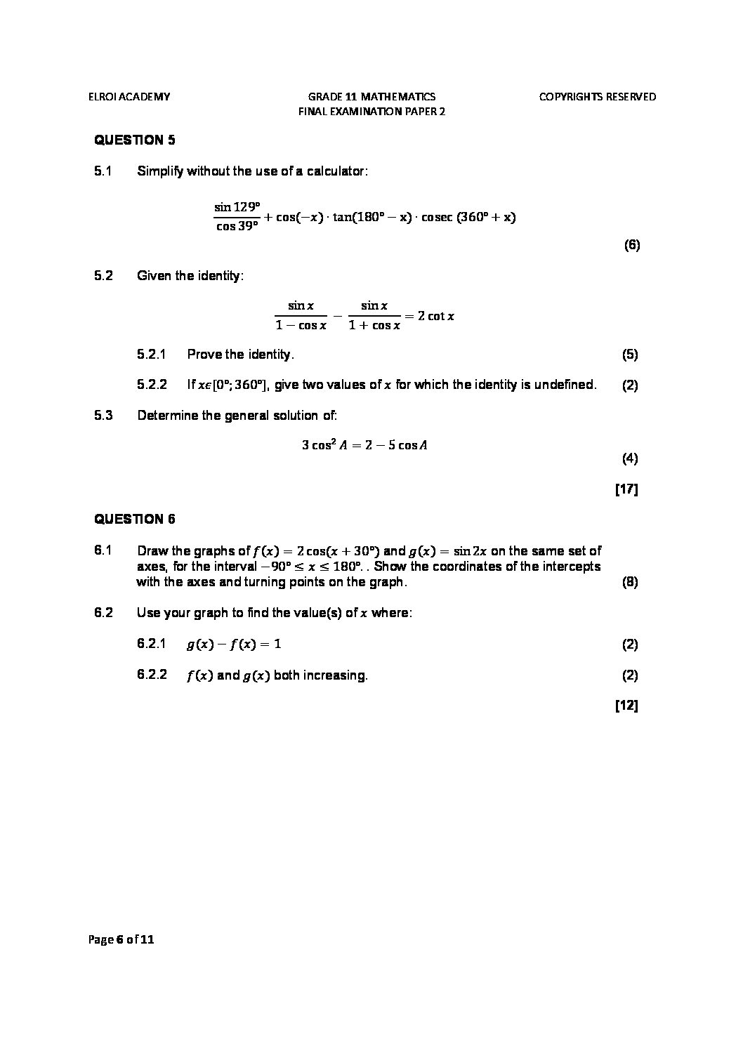 grade 11 maths assignment term 2 2021