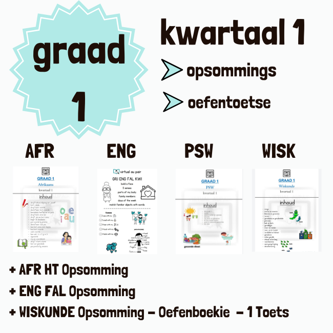 Graad 1 Kwartaal 1 Oefenboekies • Teacha!