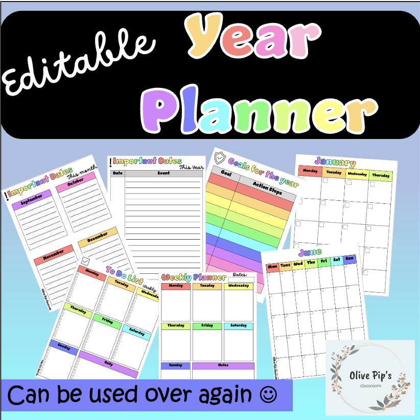 Editable Year Calendar • Teacha!
