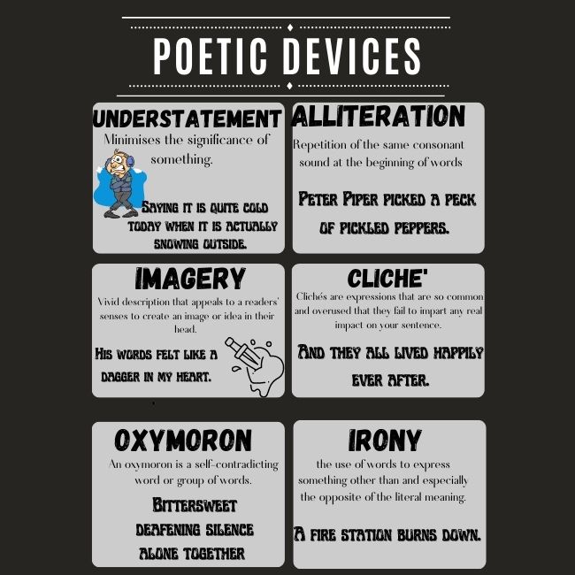 Literary/Poetic devices poster • Teacha!