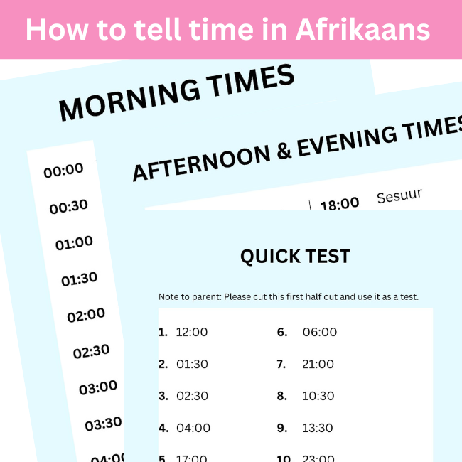 How to tell the time in Afrikaans • Teacha!