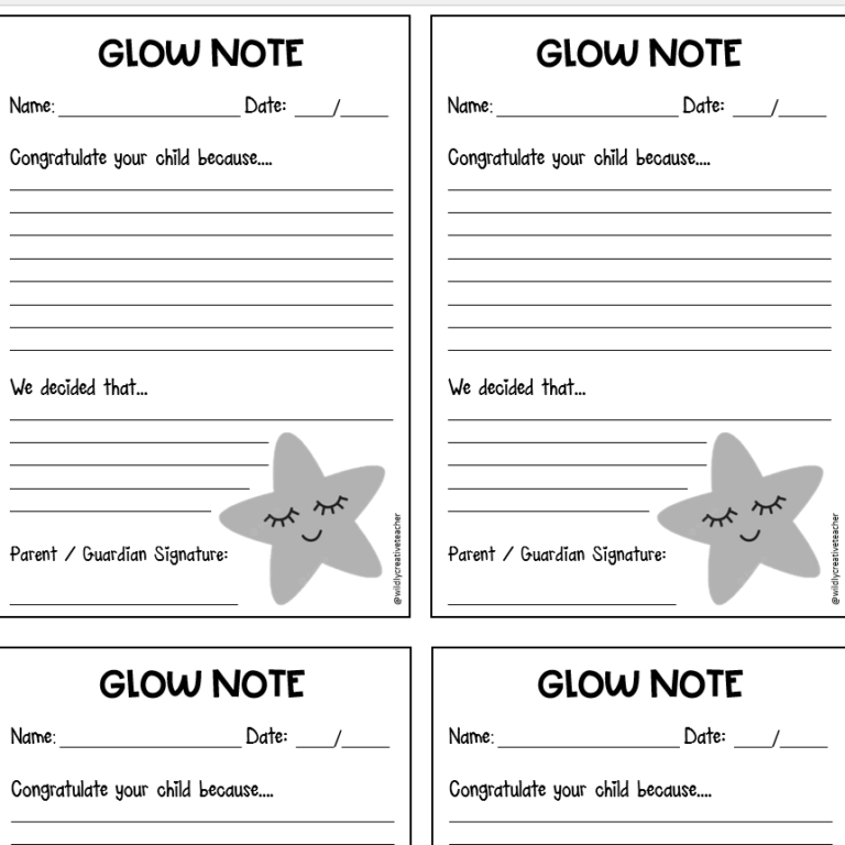 Grow Glow Note Template Teacha 