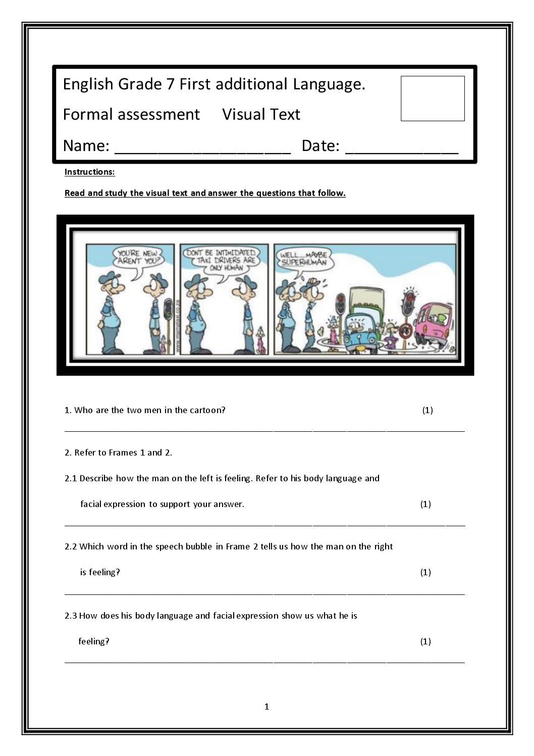 English Grade 7 Fal Formal Assessments Pack Term 1 • Teacha 3755