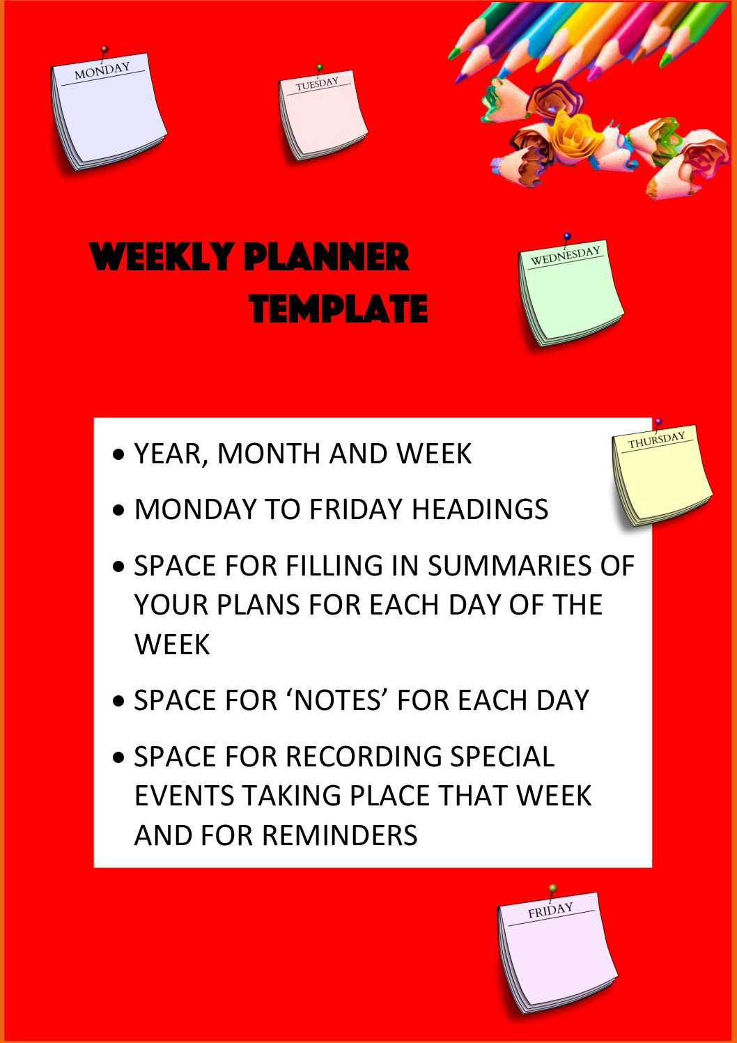 Weekly Planner Template • Teacha 8683