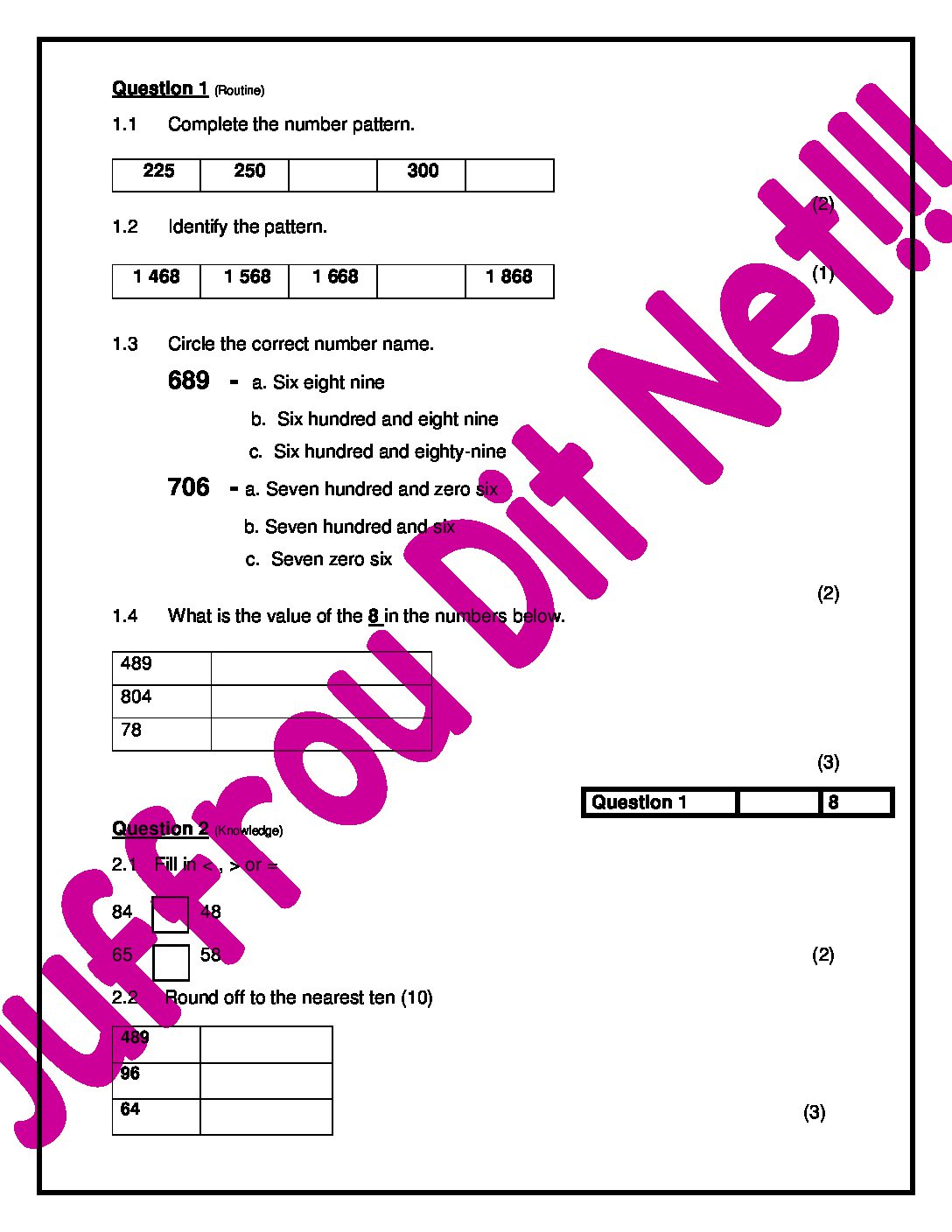 grade 4 maths assignment term 1