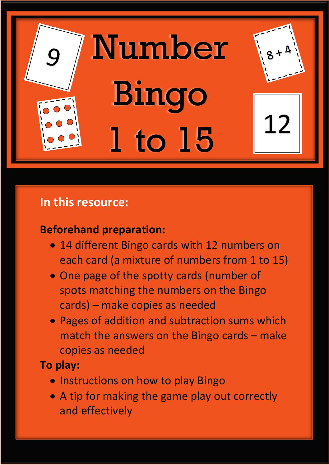 Number Bingo 1 to 15 • Teacha!