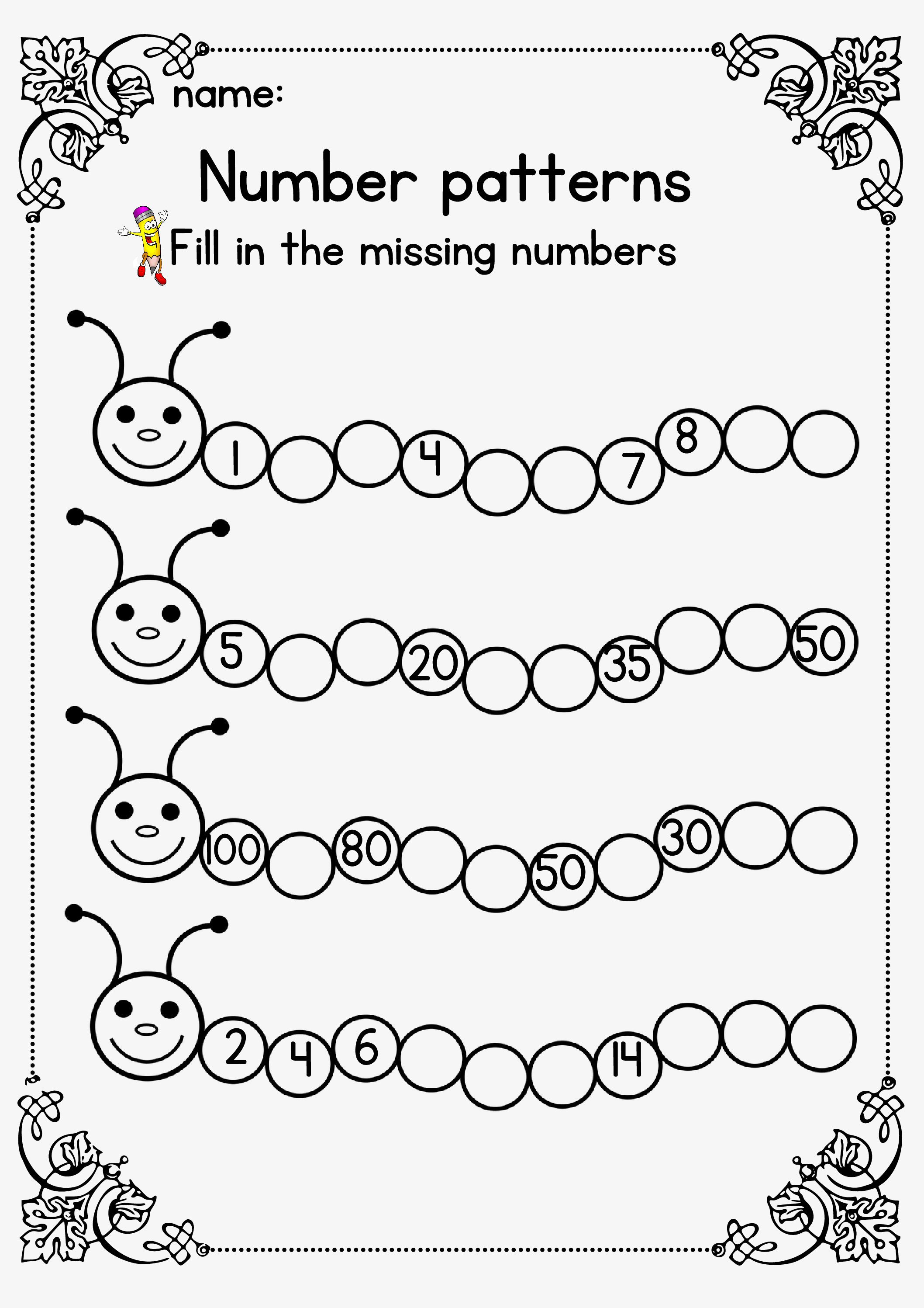 Number Patterns Worksheets For 2nd Graders