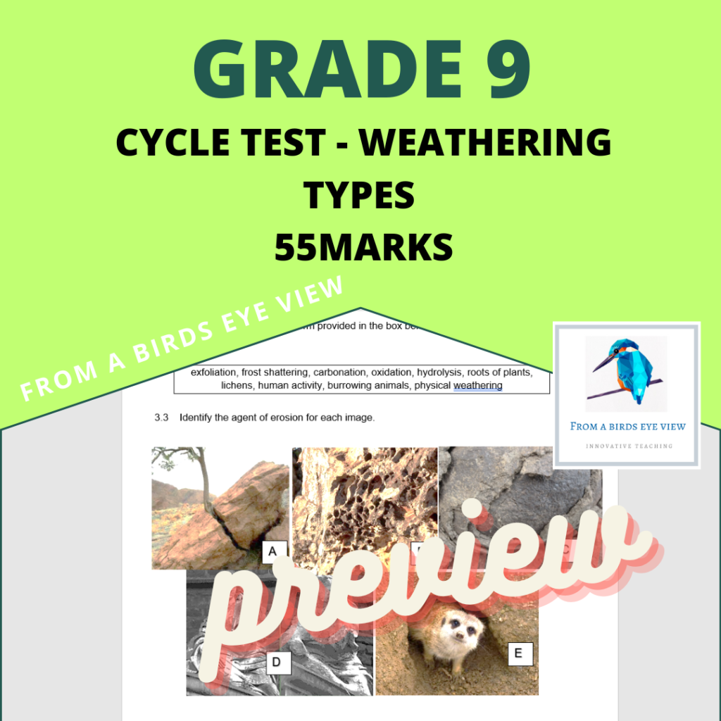 grade 9 weathering test term 3