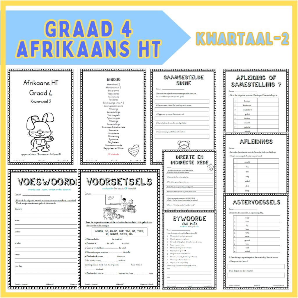 Graad 4 – Afrikaans HT – Kwartaal 2 werkboekie • Teacha!