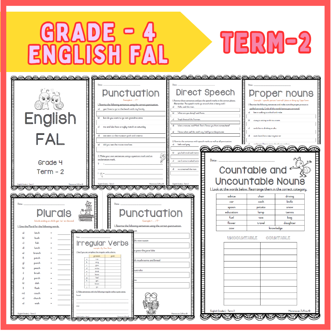 Grade 4 English Fal Term 2 Worksheets • Teacha 3266