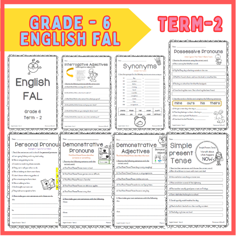 Grade 6 ENGLISH FAL Term 2 Worksheets Teacha 