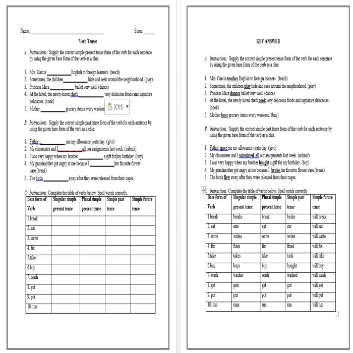 Verbs Worksheets • Teacha!