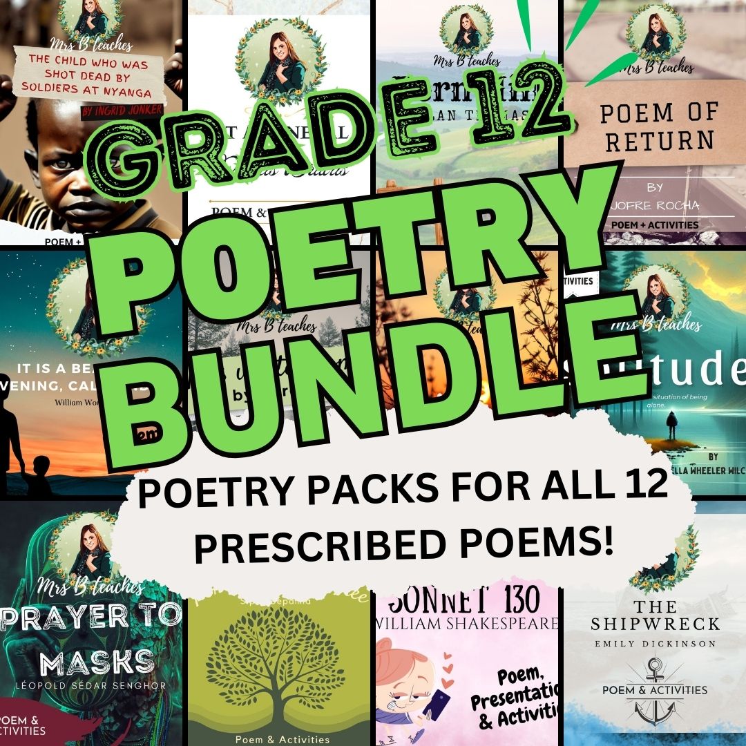 Grade　Poetry　NSC　•　Prescribed　Teacha!　12　English　Bundle　HL　Poetry　2023　Pack　–