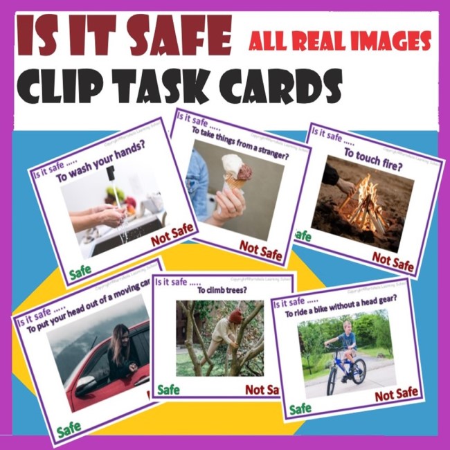 Is It Safe–Explanation Flash cards, Cut Paste, Clip/Task cards-All real ...