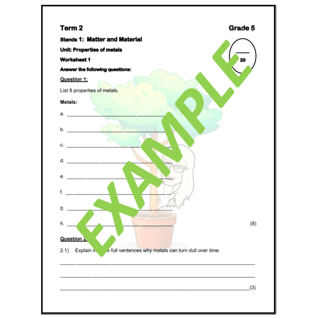 properties of metals grade 5 worksheet