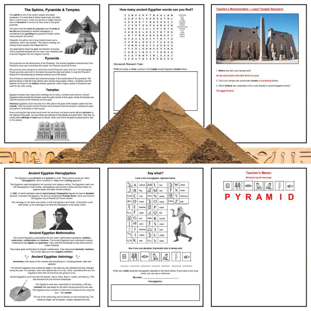 Grade 5 History Term 3 Ancient Egypt Worksheet Bundle (21 Pgs) • Teacha!