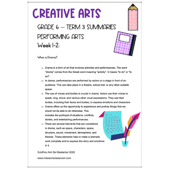 creative writing project term 3 grade 6