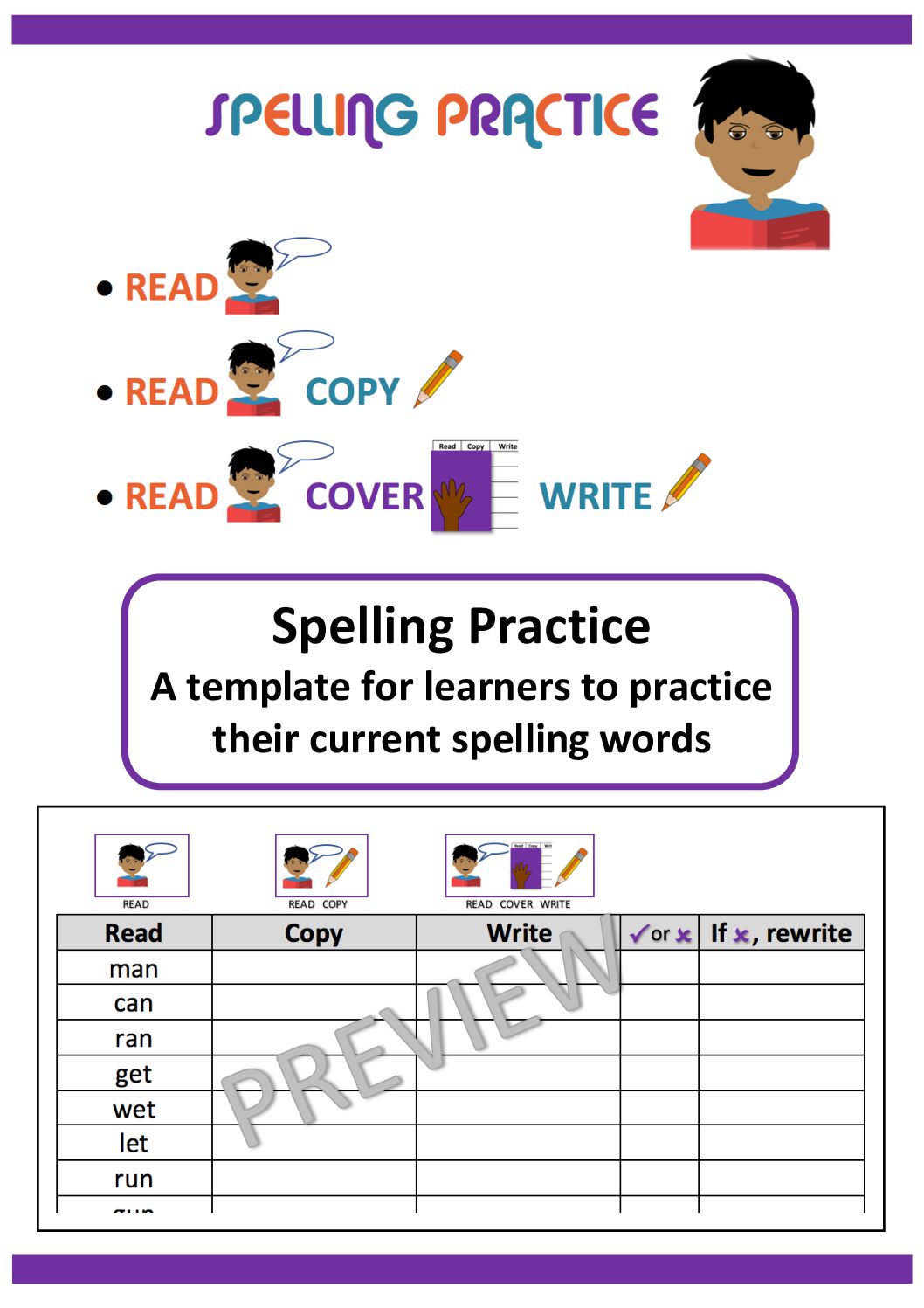 Easy to use spelling practice template • Teacha