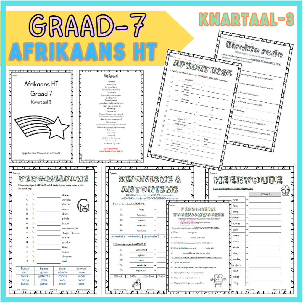 Graad 5 Afrikaans HT/EAT Kwartaal 3 Projek • Teacha!