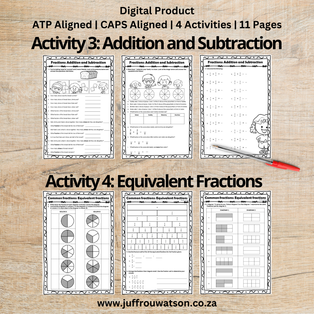 Grade 4 Math Common Fractions Term 3 ATP CAPS 2023 • Teacha!