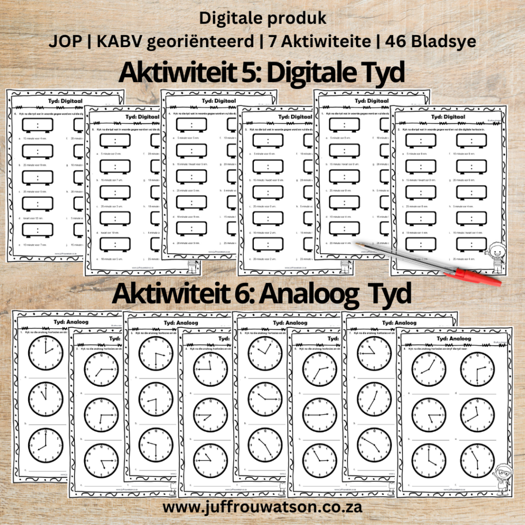 Graad 4 Wiskunde Tyd KABV CAPS JOP ATP • Teacha!