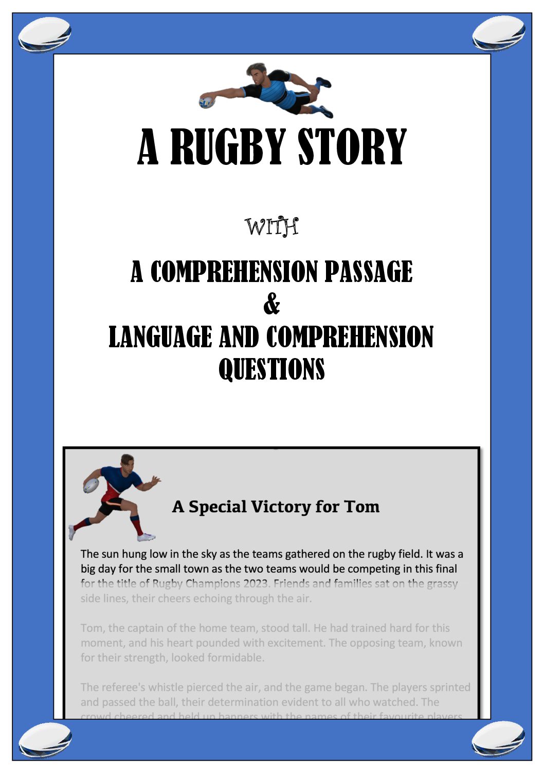 •　questions　and　language　comprehension　with　Story　Rugby　Teacha!