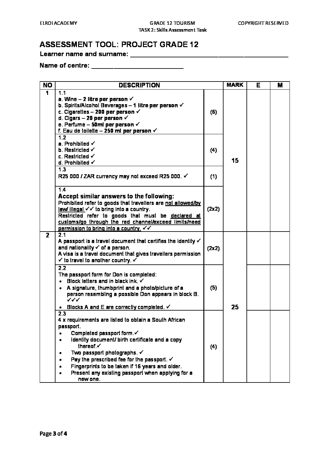 tourism grade 12 term 1 test 2023