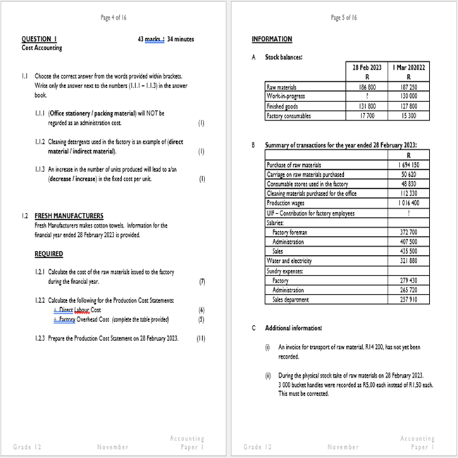 grade 12 accounting case study term 3 memorandum 2020