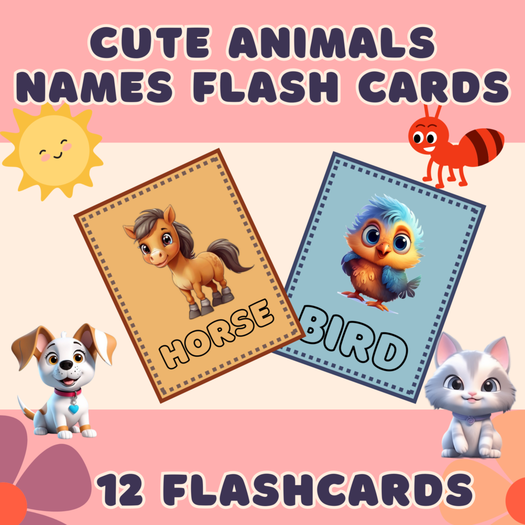 Cute Animals Names Flash Cards • Teacha!