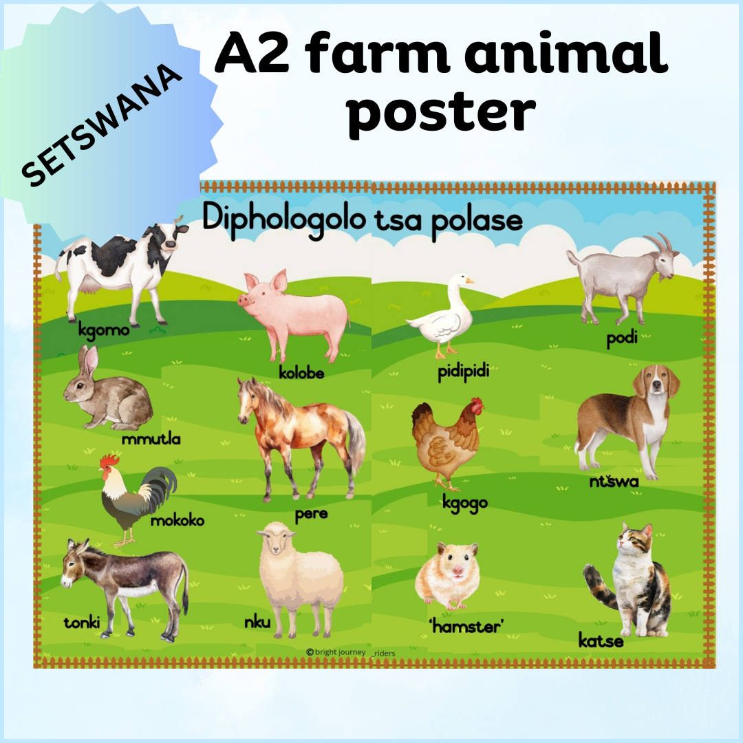 A2 Setswana Farm animal poster • Teacha!