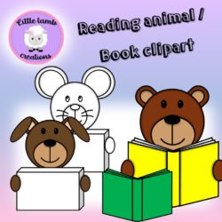 Reading animals / books clipart • Teacha!