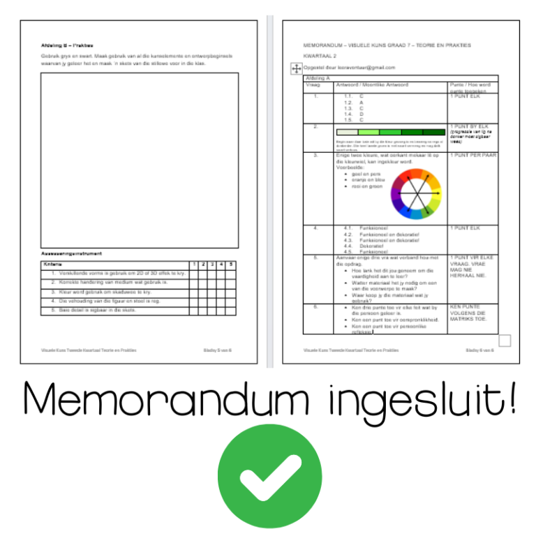 Graad 7 – VISUELE KUNS EN DRAMA – ASSESSERING – TWEEDE KWARTAAL • Teacha!