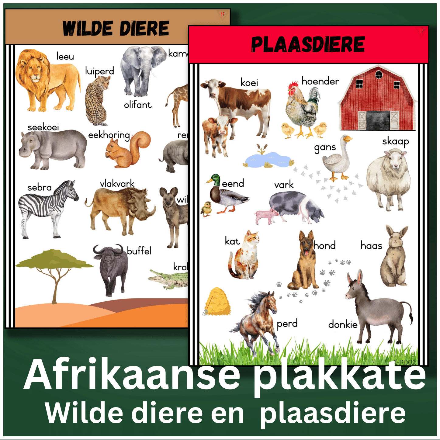 Afrikaanse plakkate: Wilde diere en plaasdiere / Afrikaans posters ...