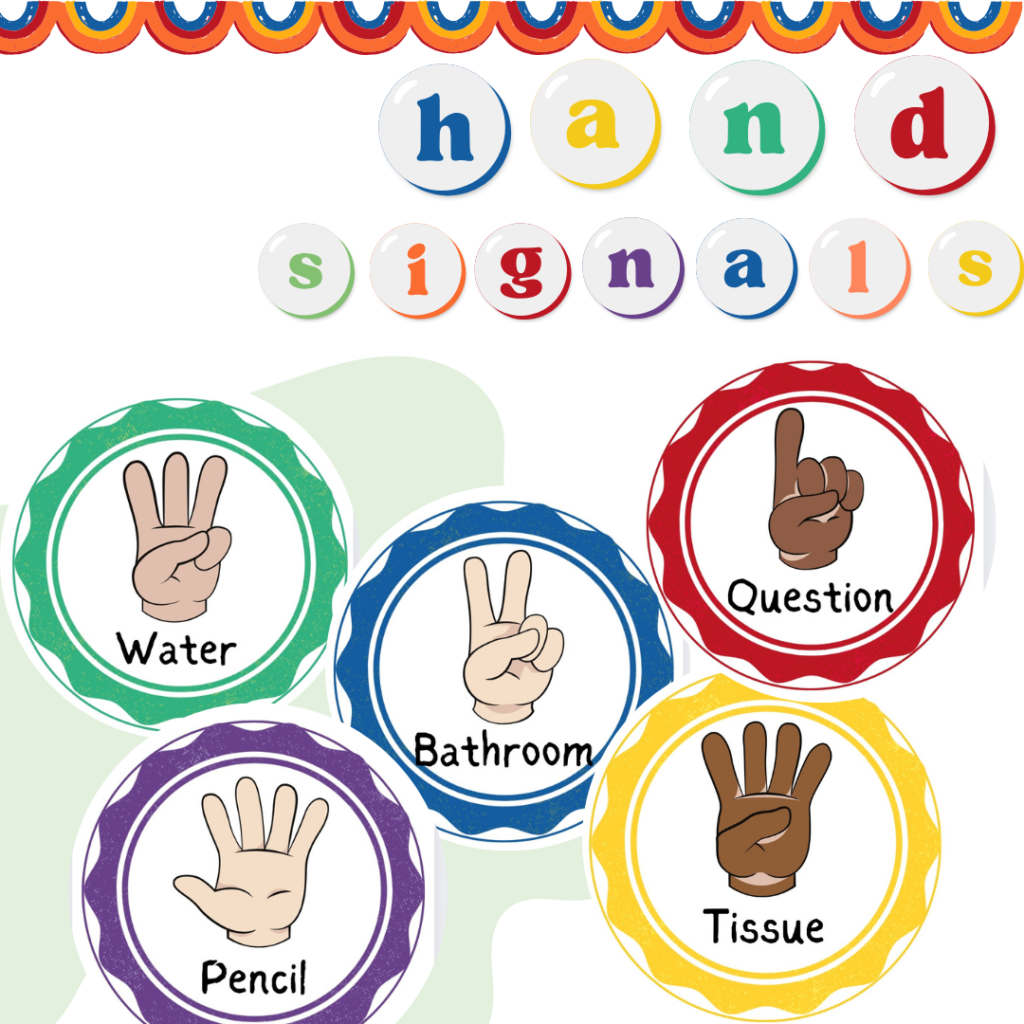 Colourful Bright Classroom Hand Signals • Teacha!