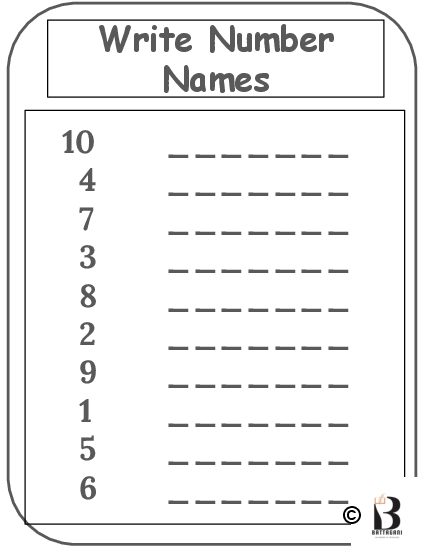 Number Names 1 to 10 • Teacha!