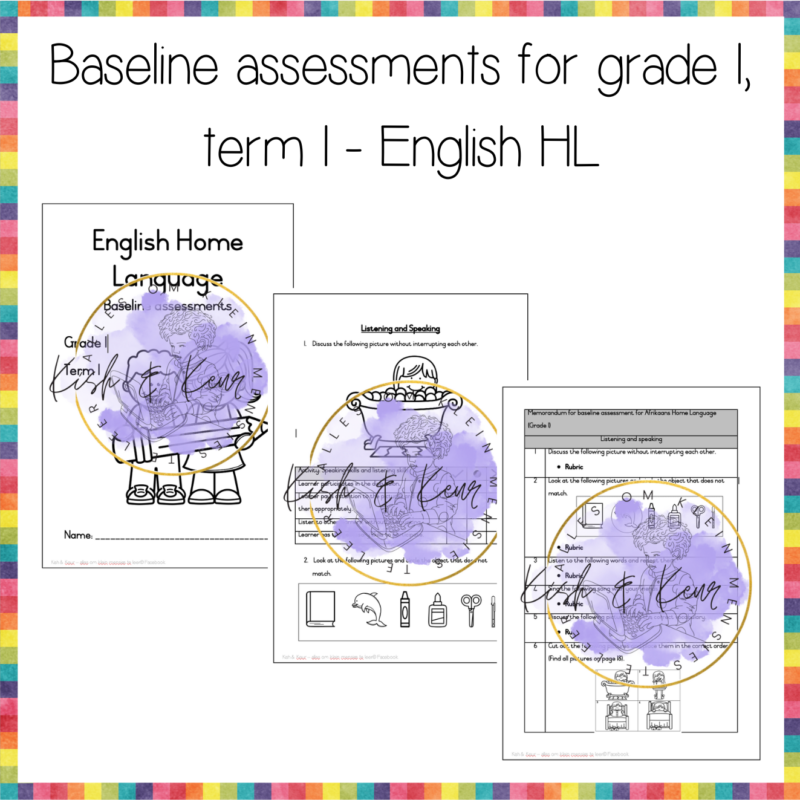 Baseline assessments for English HL, grade 1, term 1, 2025 • Teacha!